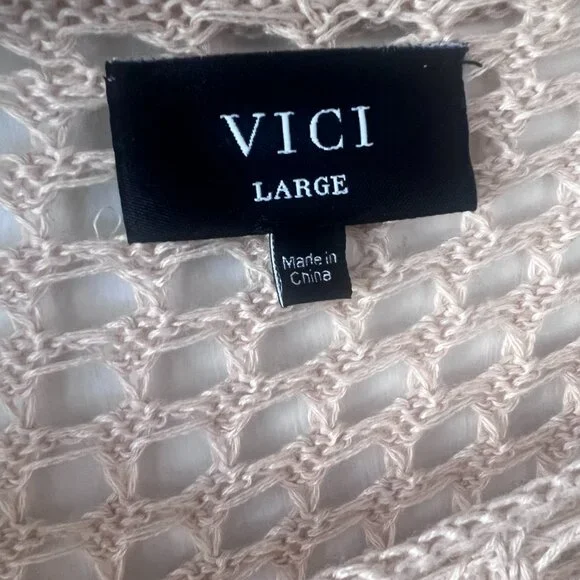 Vici Tan Crochet Cropped Sweater Beach Cover Up - Picture 6 of 7